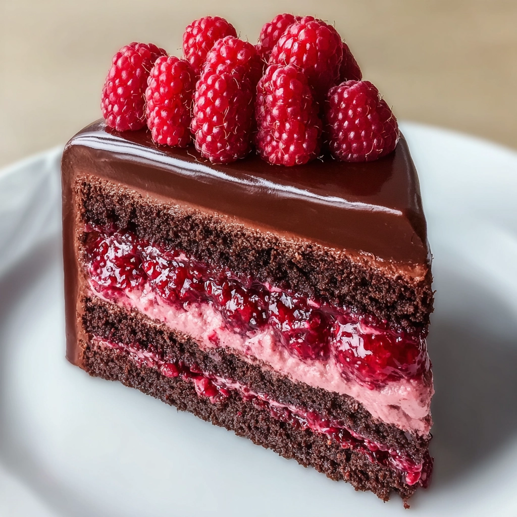 dark chocolate raspberry mousse cake Serving