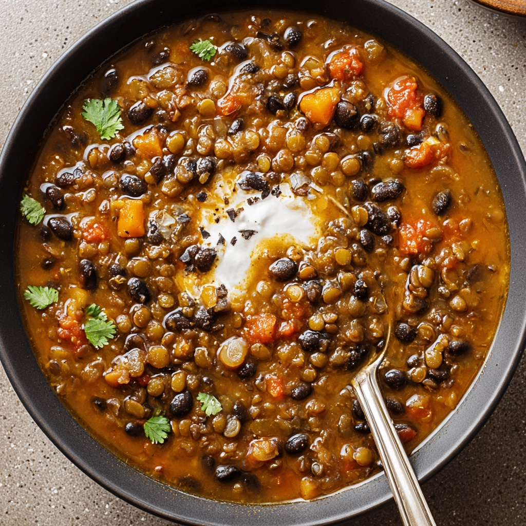 Black Bean and Lentil Soup