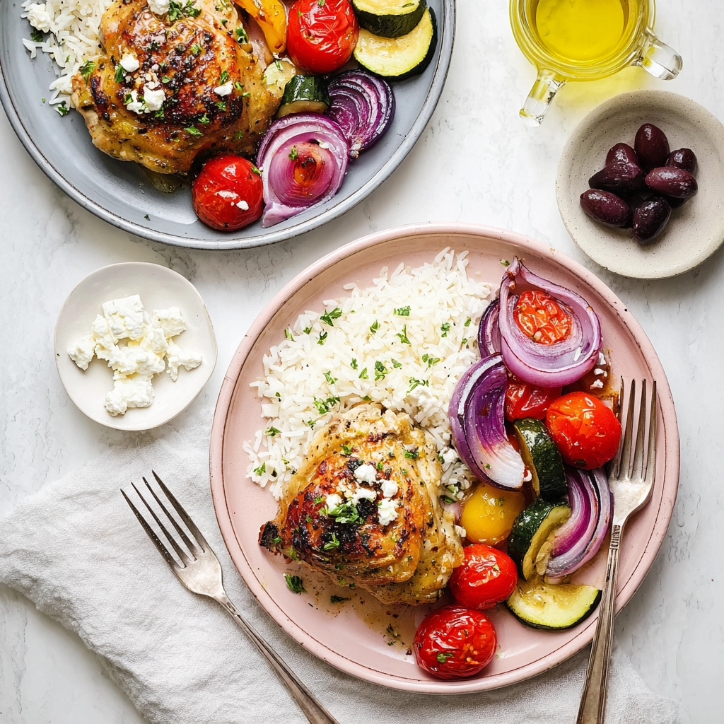 Greek Sheet Pan Chicken Dinner – Simple, Flavorful Mediterranean Meal 5 Greek Sheet Pan Chicken Serving