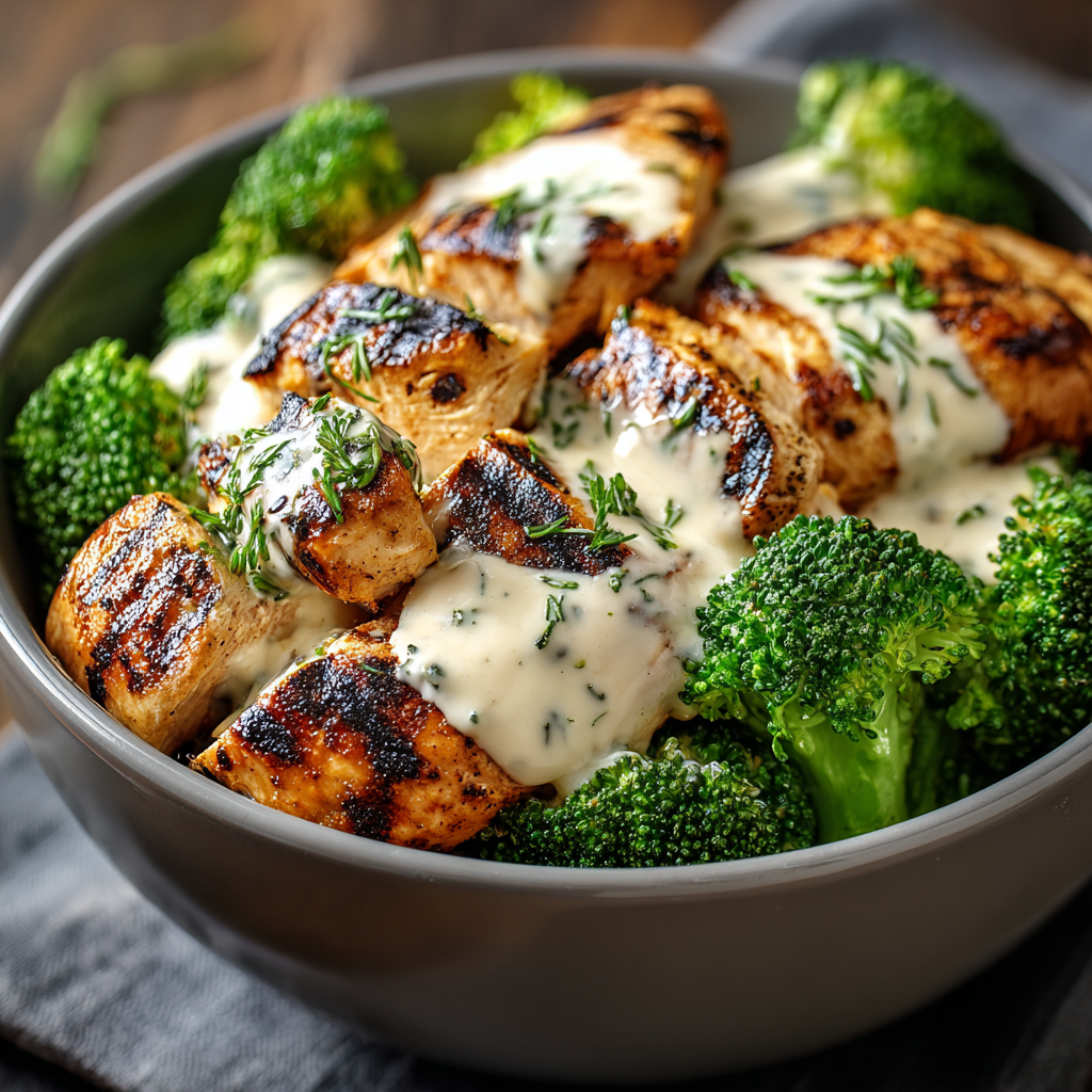 Grilled Chicken Broccoli Bowls With Creamy Garlic Sauce 5 Grilled Chicken Broccoli Bowls Serving