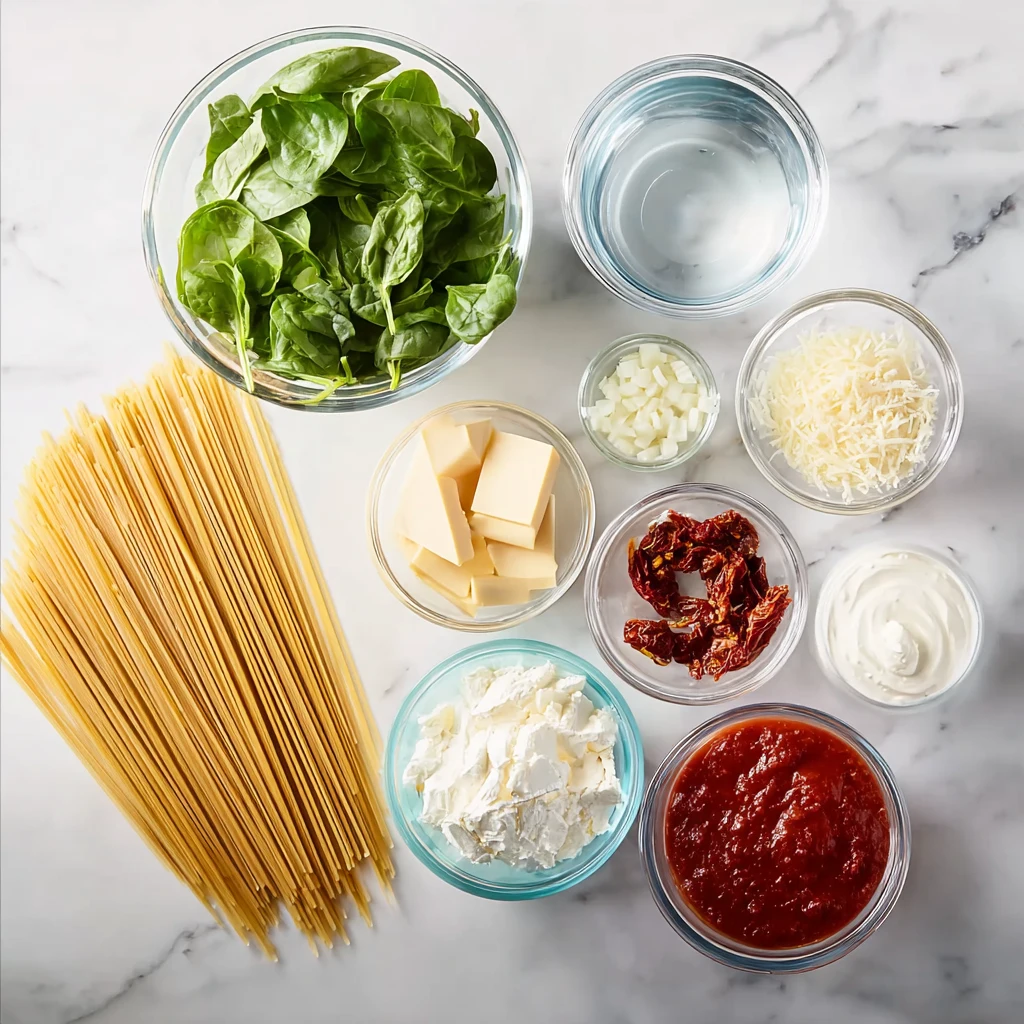 Spinach Spaghetti with Sun-Dried Tomato Cream Sauce 4 Spinach Spaghetti