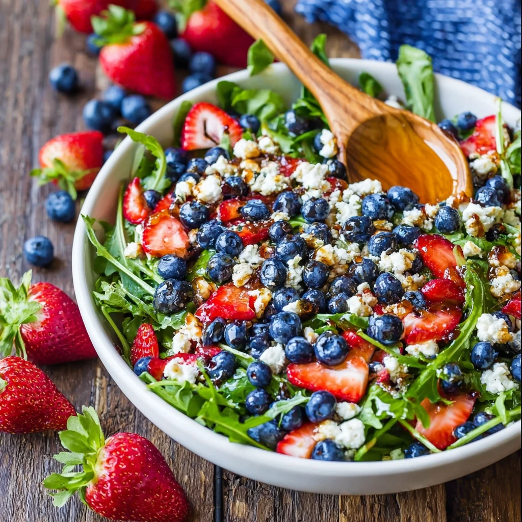 Arugula Berry Salad With Goat Cheese and Balsamic Glaze 4 Arugula Berry Salad