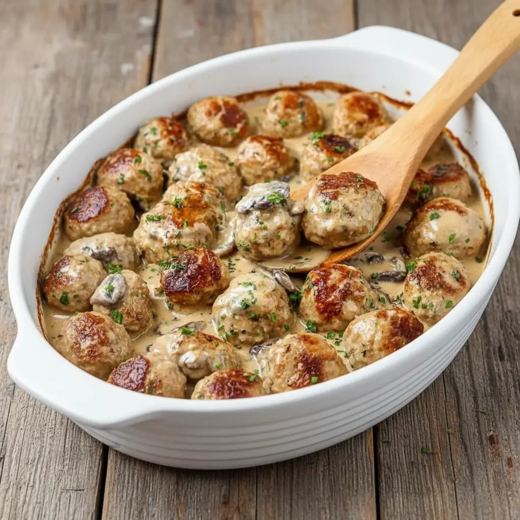 Creamy Mushroom Chicken Meatballs