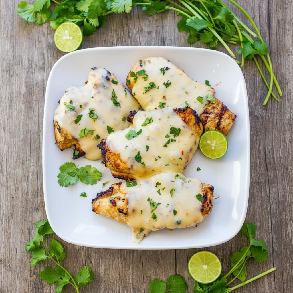 Grilled Salsa Verde Pepper Jack Chicken