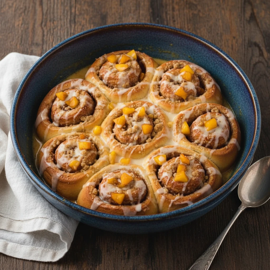 Peach Cobbler Cinnamon Rolls