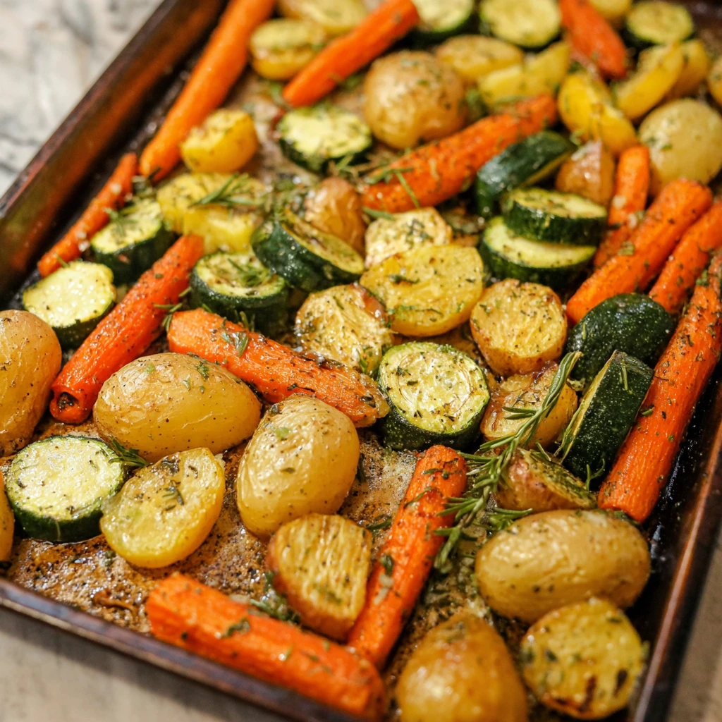 Roasted Vegetables with Garlic Herb Potatoes, Carrots, and Zucchini 4 Roasted Vegetables