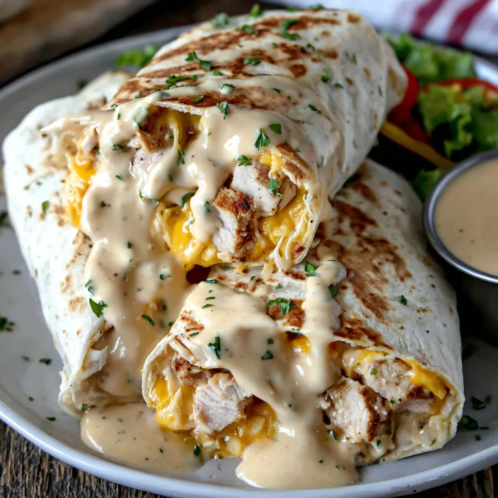 Cheesy Garlic Chicken Wraps