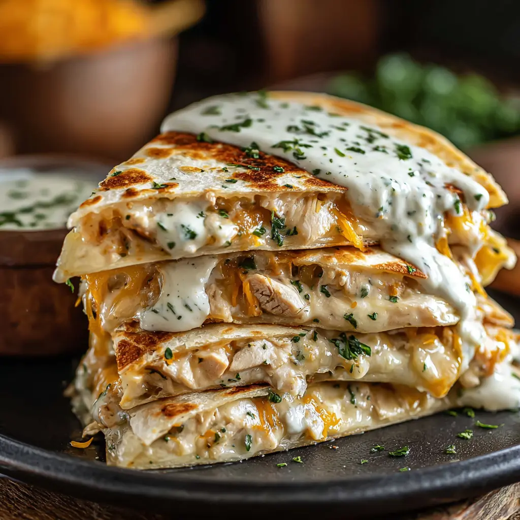 Chicken ranch quesadillas
