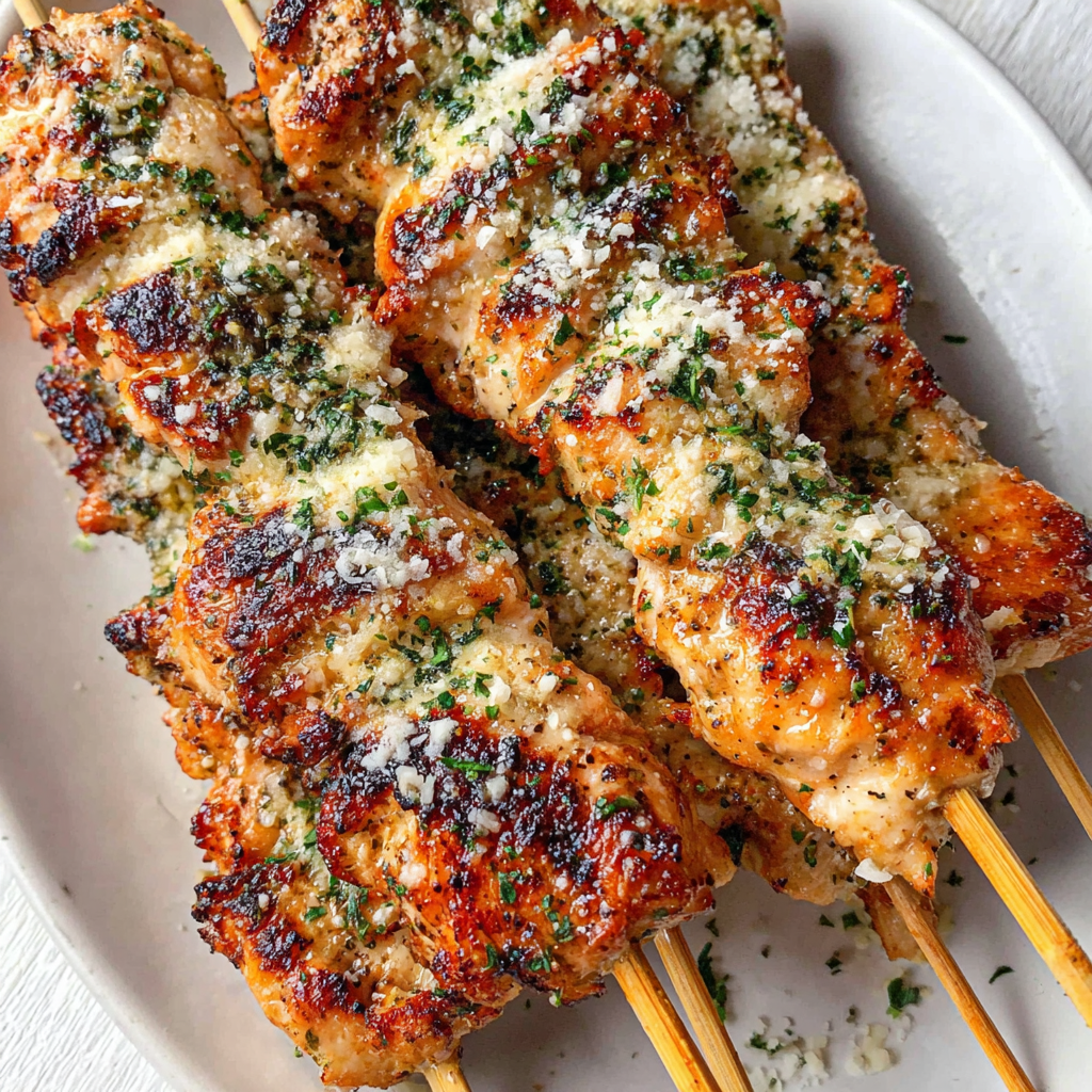 Garlic Parmesan Chicken Skewers 4 Garlic Parmesan Chicken Skewers