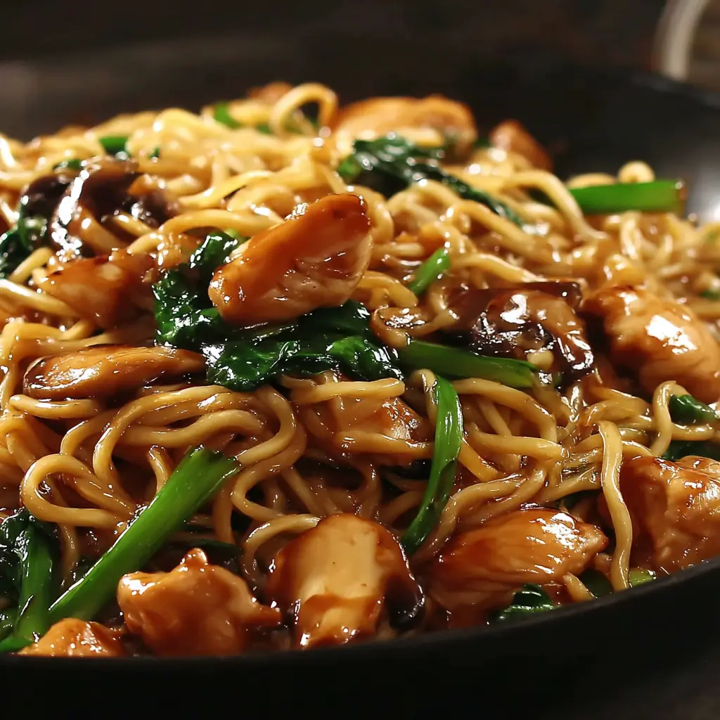 Garlic chicken lo mein