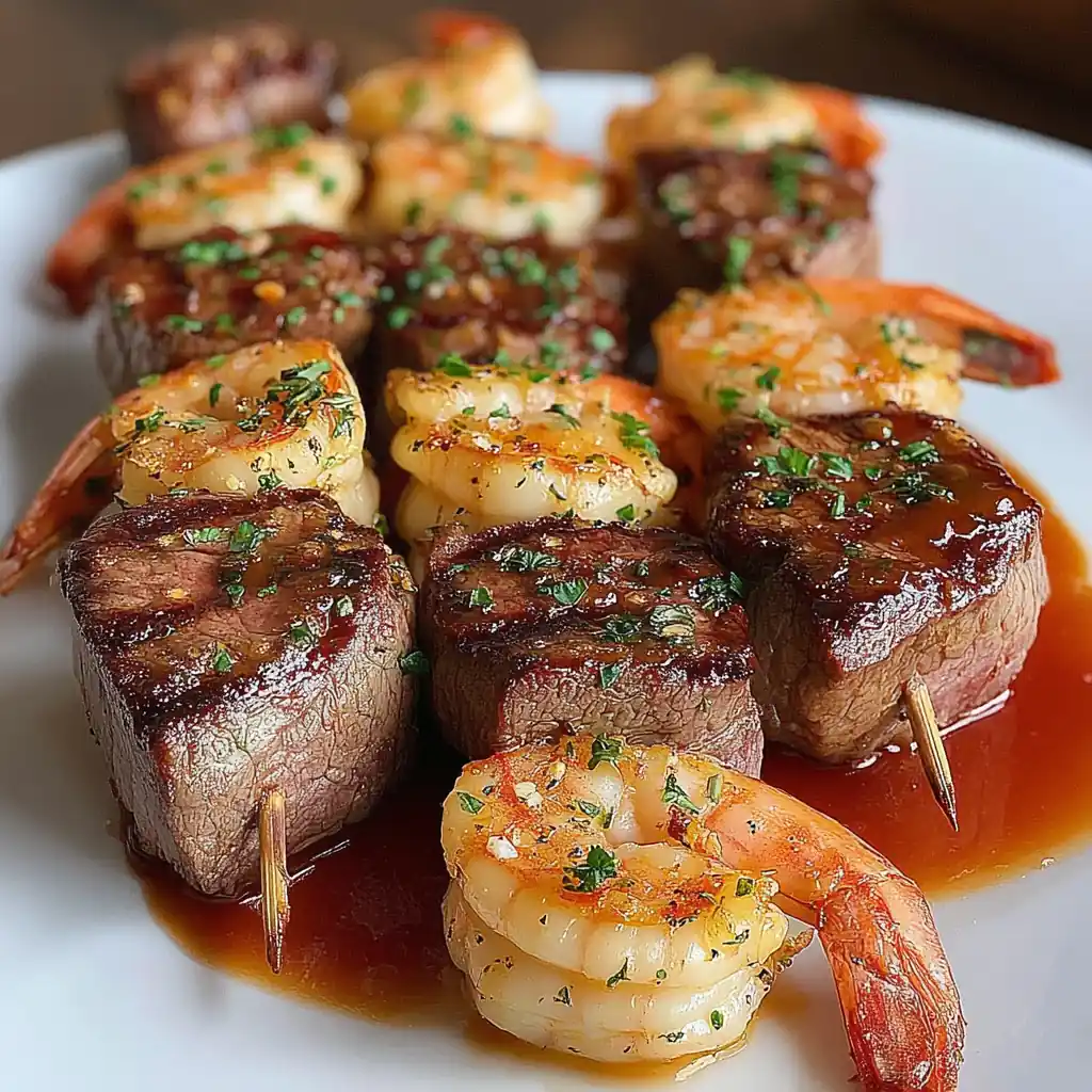 Grilled Steak and Shrimp Skewers