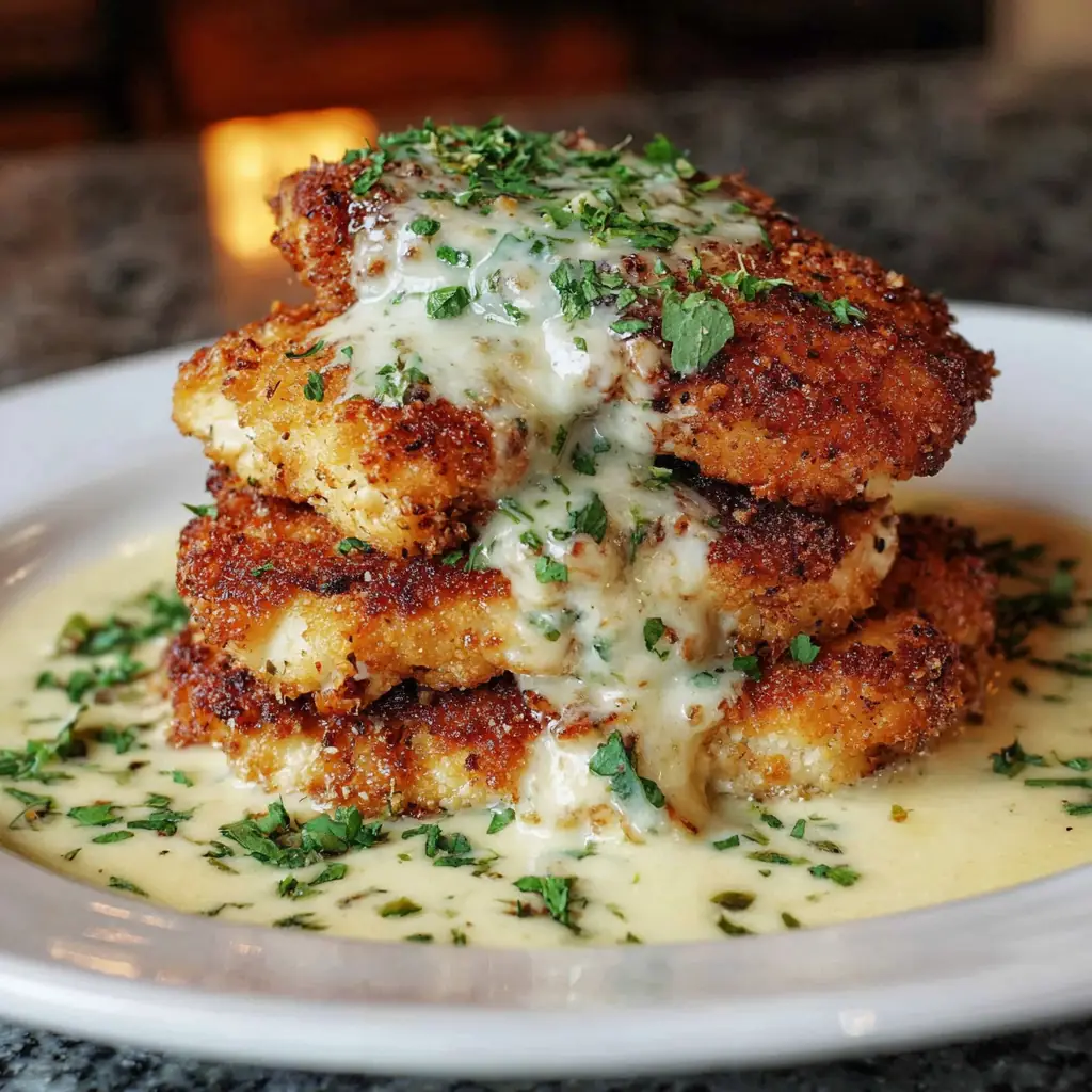 Parmesan Crusted Chicken with Creamy Garlic Sauce (Easy Family Dinner) 4 Parmesan crusted chicken
