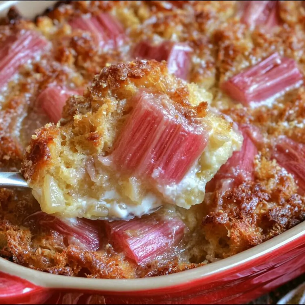 Rhubarb Bread Pudding – A Simple Comforting Dessert with Orange Custard 4 Rhubarb Bread Pudding
