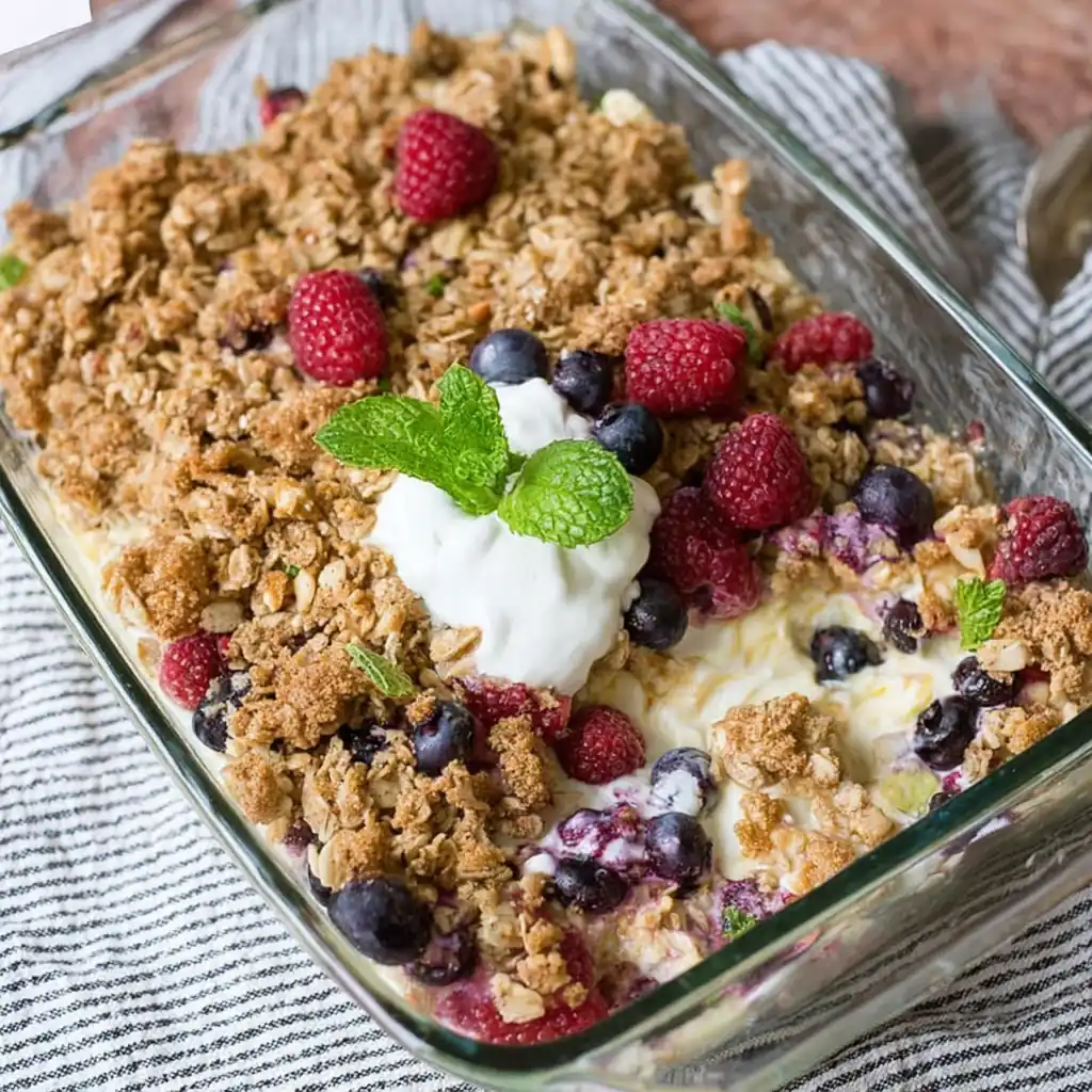 Triple Berry Rhubarb Crisp – Amazing Summer Dessert Recipe 4 Triple Berry Rhubarb Crisp