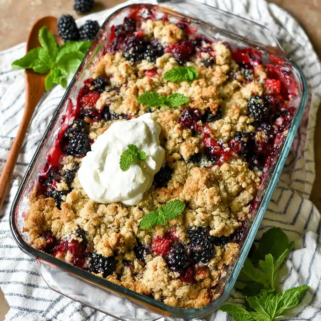 Triple Berry Rhubarb Crisp