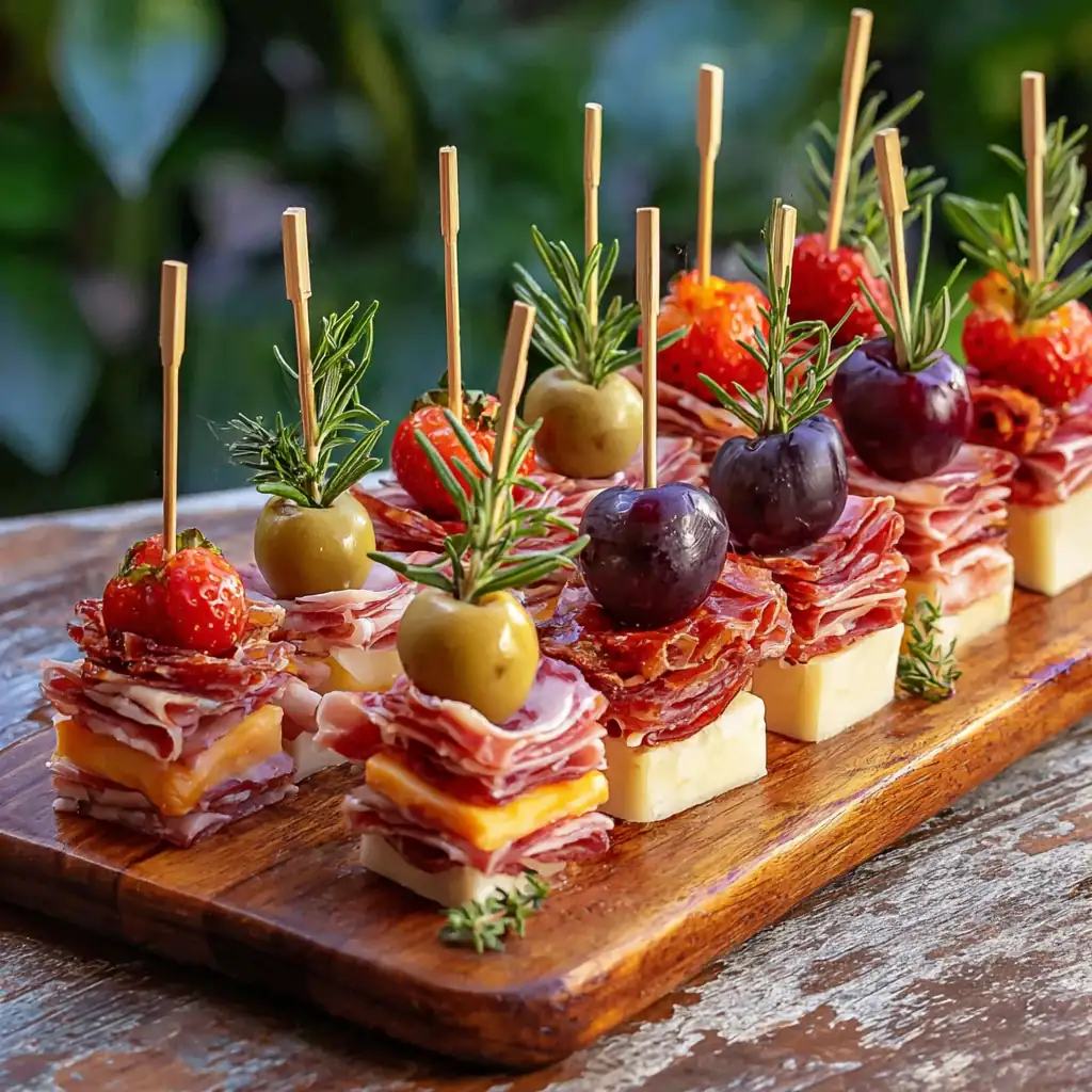 Mini Charcuterie Skewers – Easy No-Cook Party Appetizer 4 Mini Charcuterie Skewers
