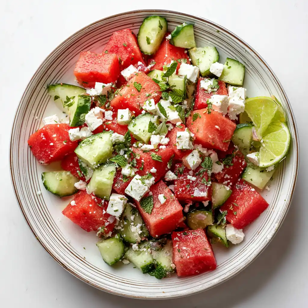 Watermelon Cucumber Feta Salad