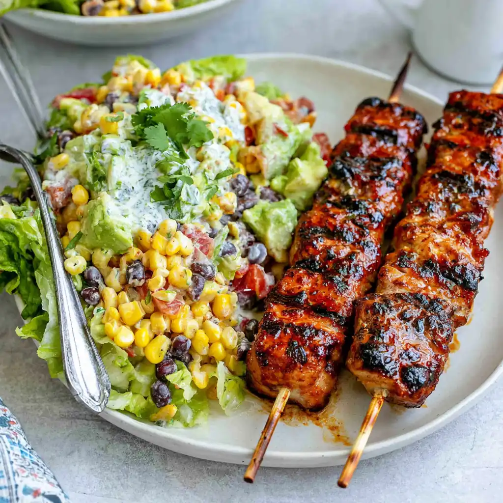 BBQ Chicken Skewer Salad