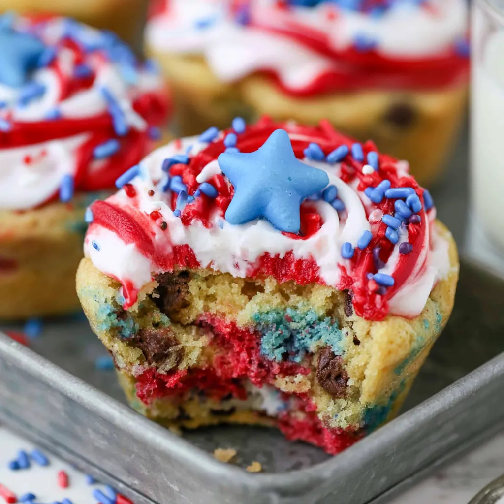 Patriotic Chocolate Chip Cookie Cups