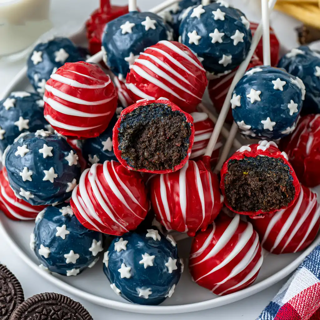 Patriotic No-Bake Cake Batter Truffles