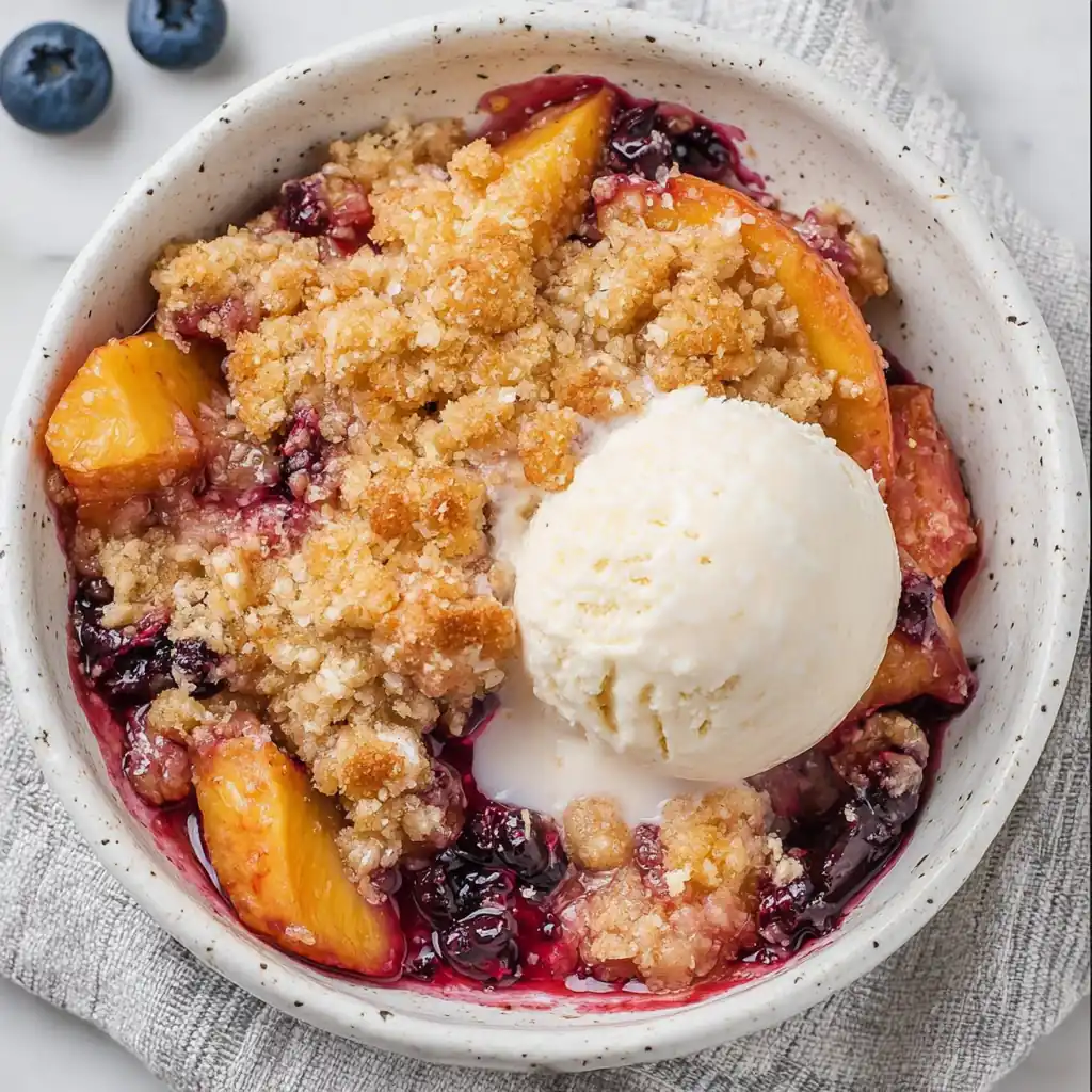 Peach Blueberry Crisp Recipe for a Warm Summer Dessert 4 Peach Blueberry Crisp