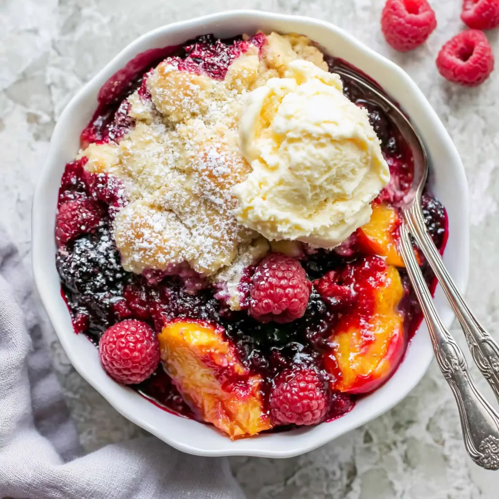 Peach Raspberry Cobbler
