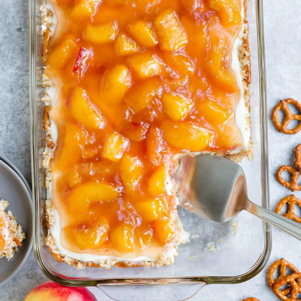Salty Peach Pretzel Salad