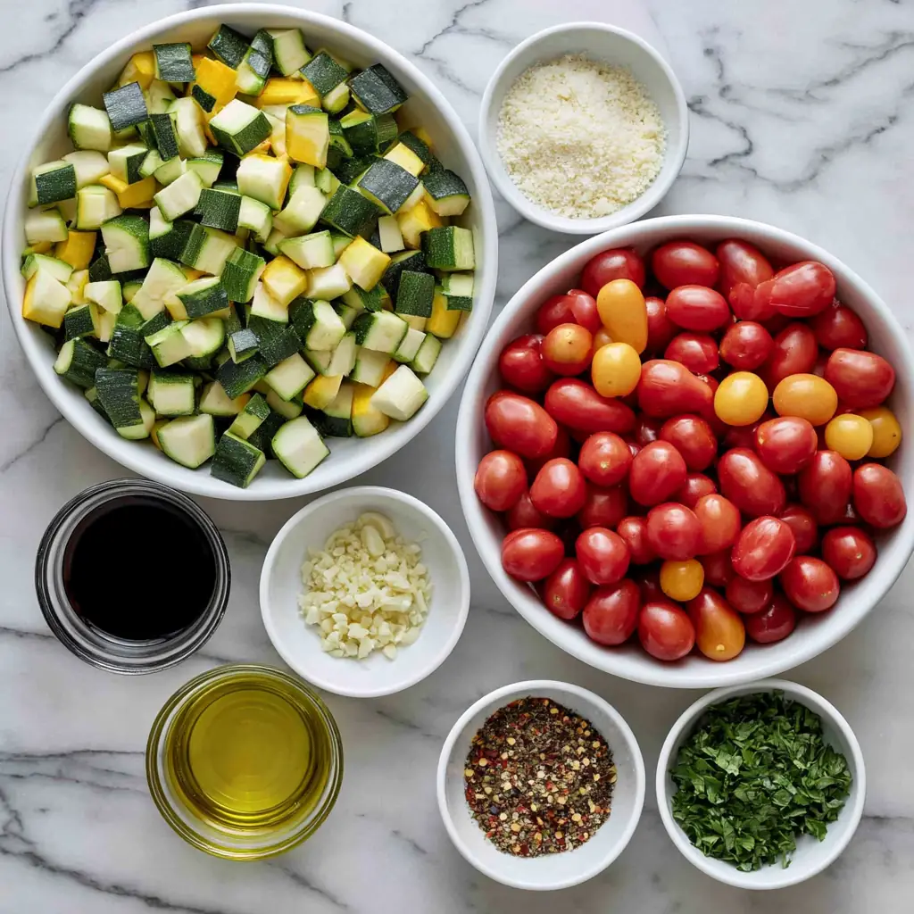 Balsamic Zucchini Tomato Bake