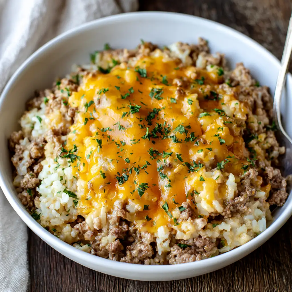 Cheesy Ground Beef and Rice Casserole 4 Cheesy Ground Beef and Rice Casserole