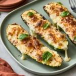 Cheesy garlic zucchini steaks