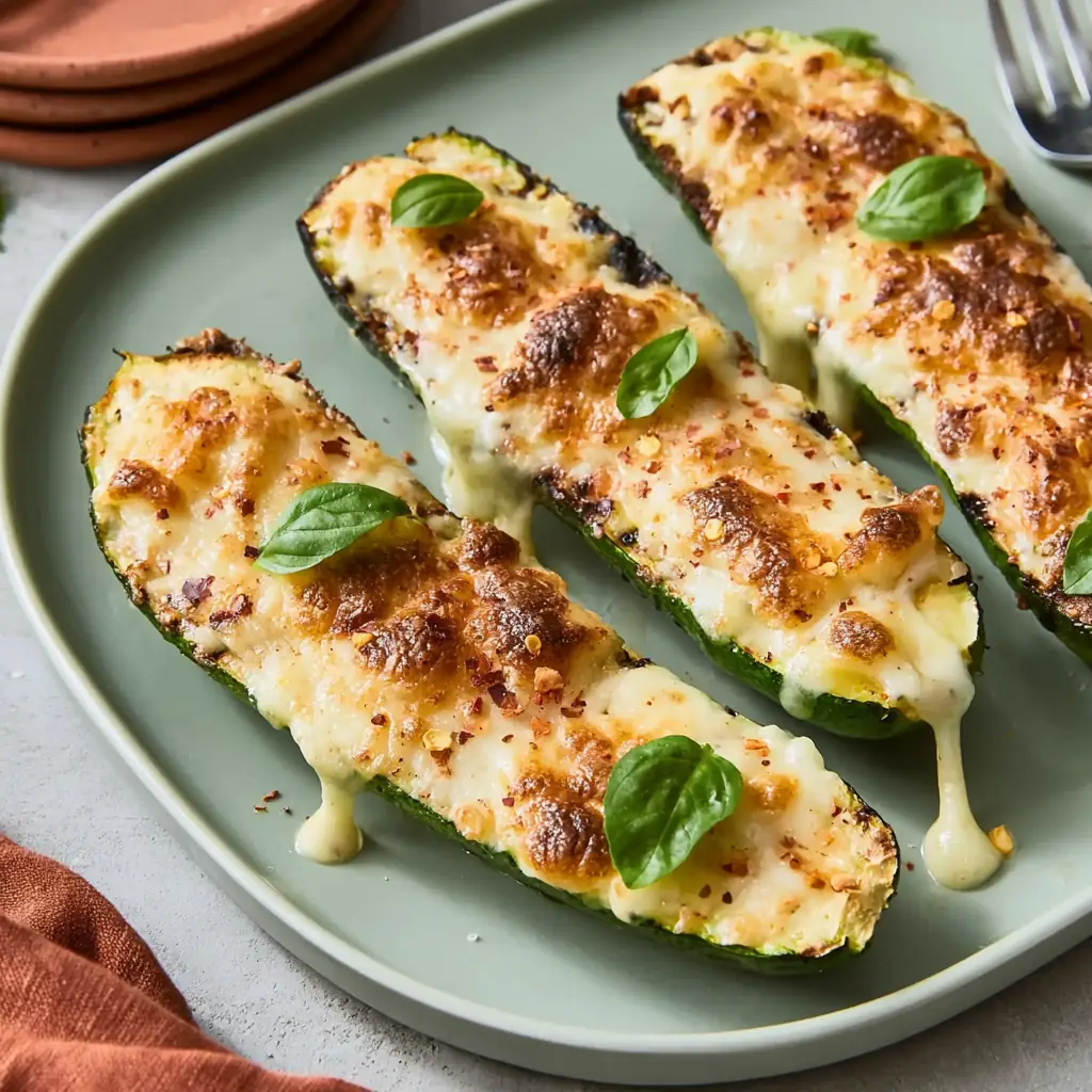 Cheesy garlic zucchini steaks