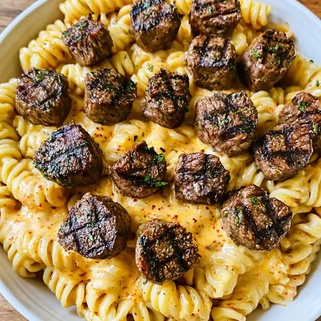 Creamy Garlic Butter Steak Bites with Pasta