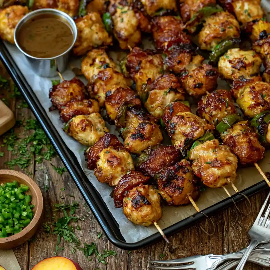 Jalapeño Peach Chicken Skewers