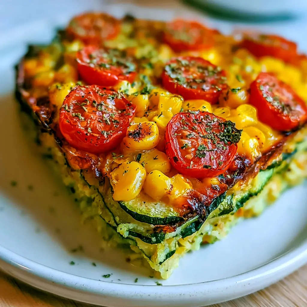 Zucchini Corn Tomato Bake with a Golden Parmesan Crust 4 Zucchini corn tomato bake