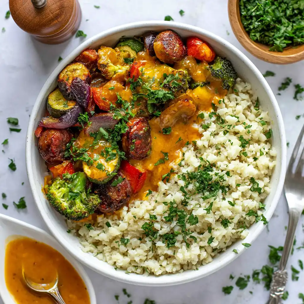 Air Fryer Chicken Sausage and Veggies