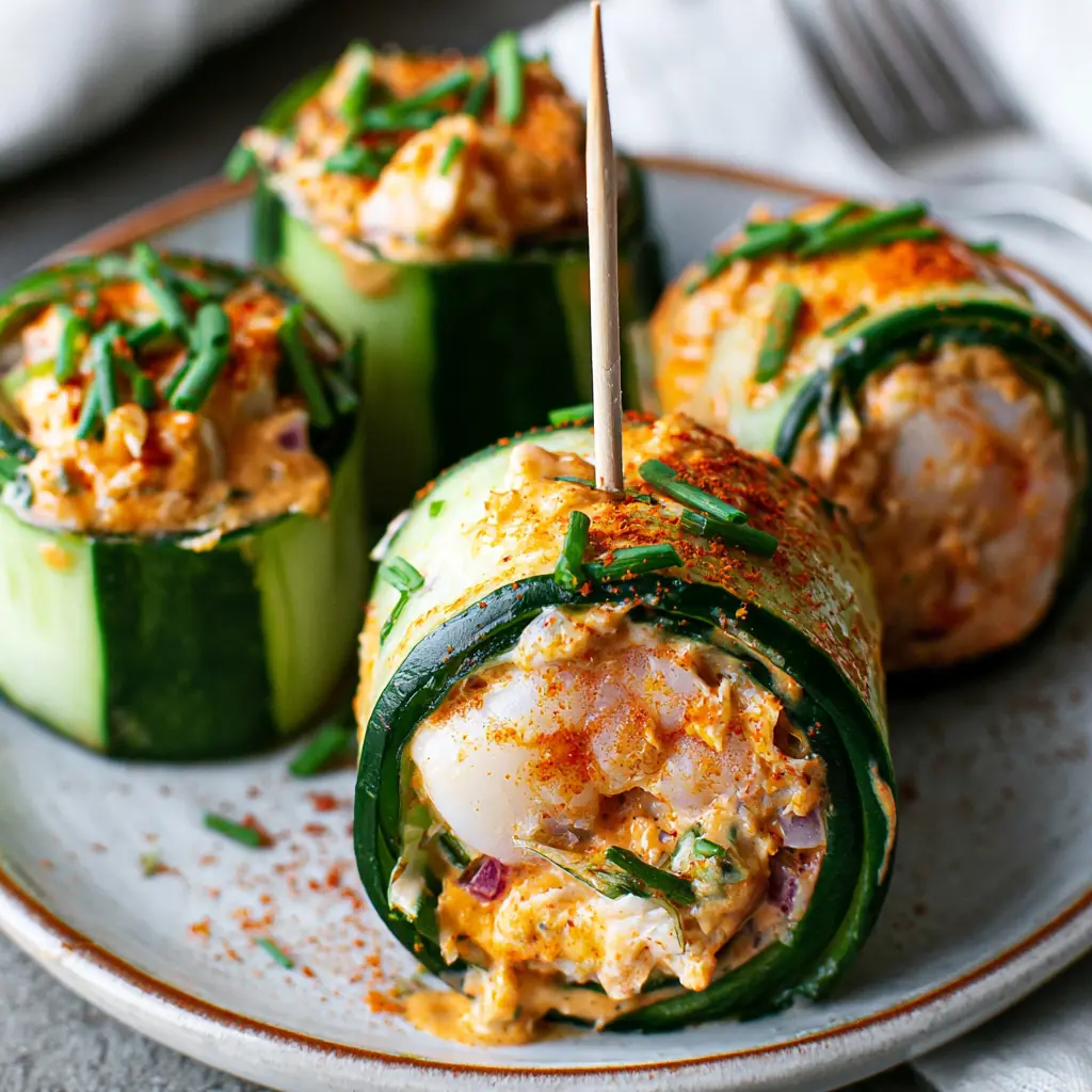 Buffalo Chicken Cucumber Rolls