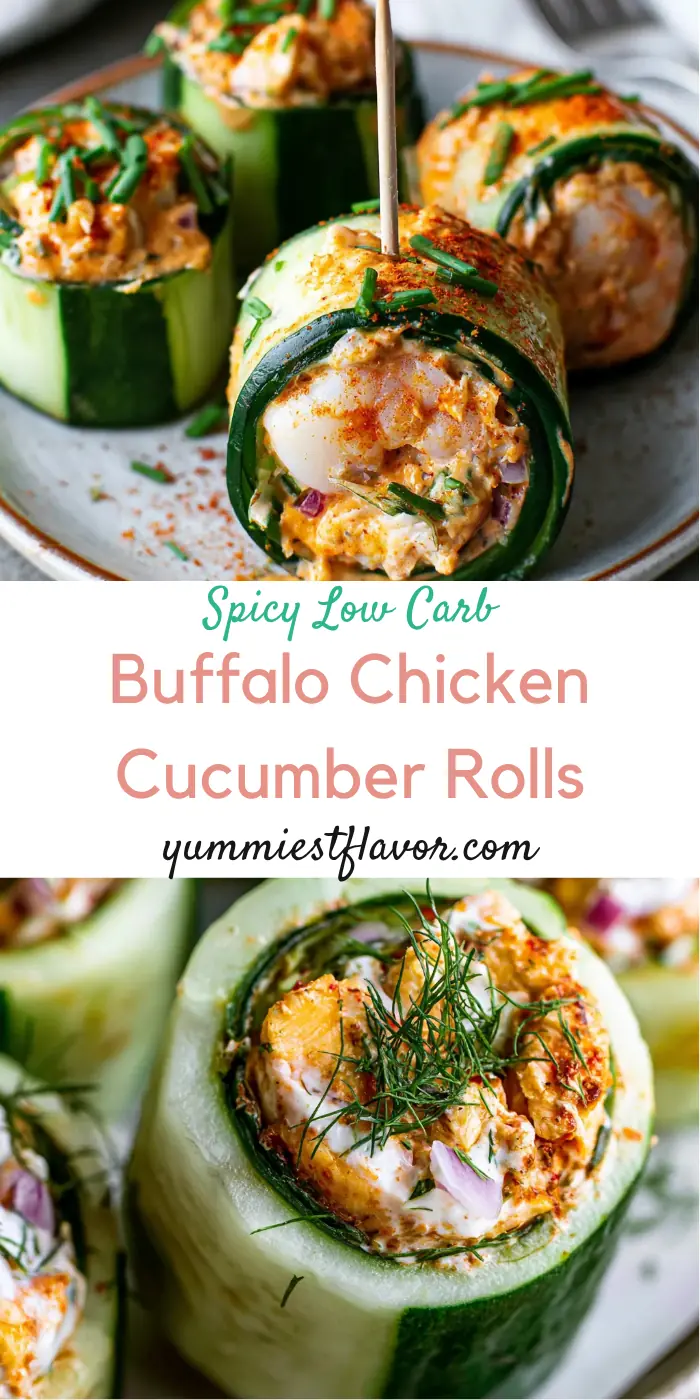 Buffalo Chicken Cucumber Rolls: Easy Healthy Snack 6 Buffalo Chicken Cucumber Rolls