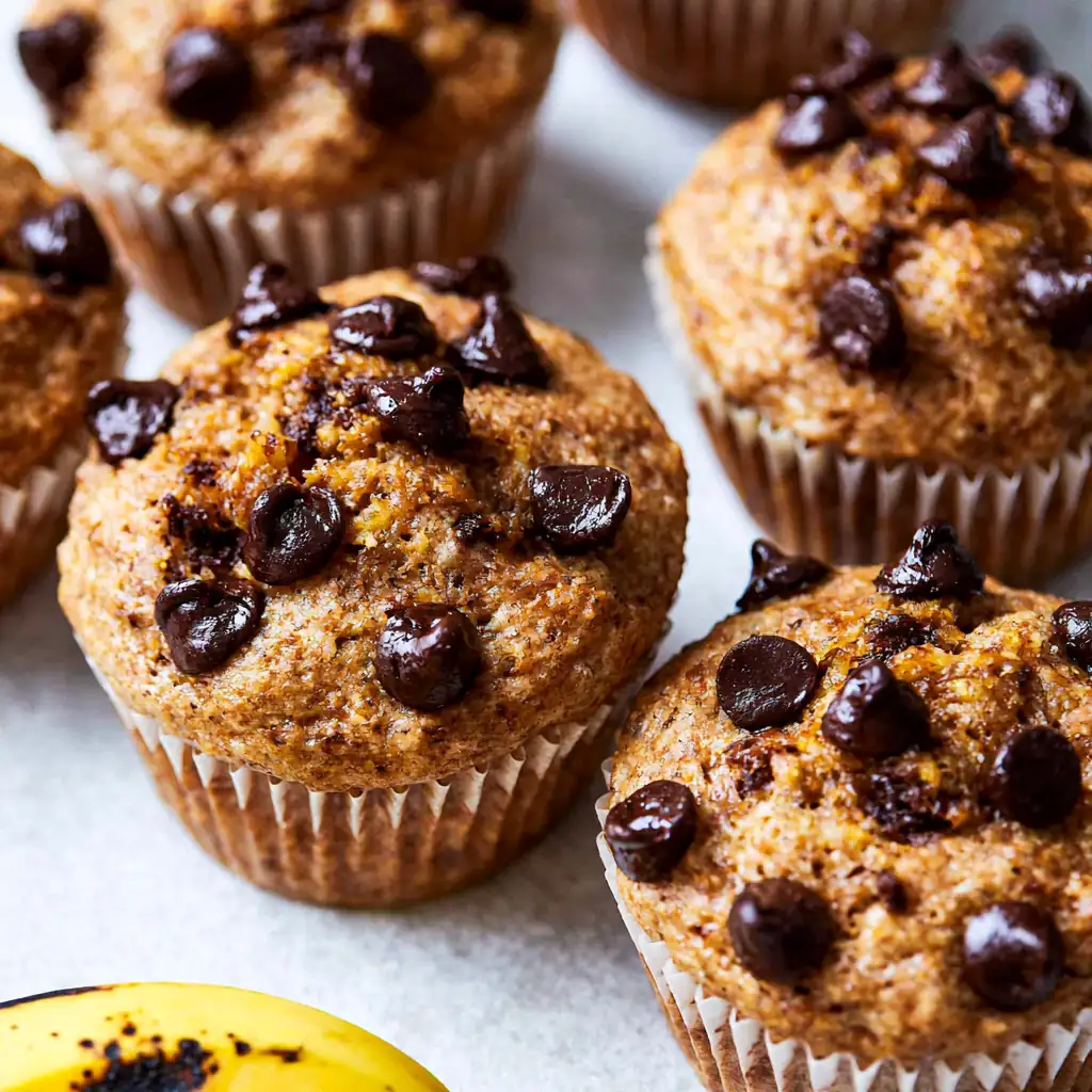 Healthy Banana Chocolate Chip Muffins