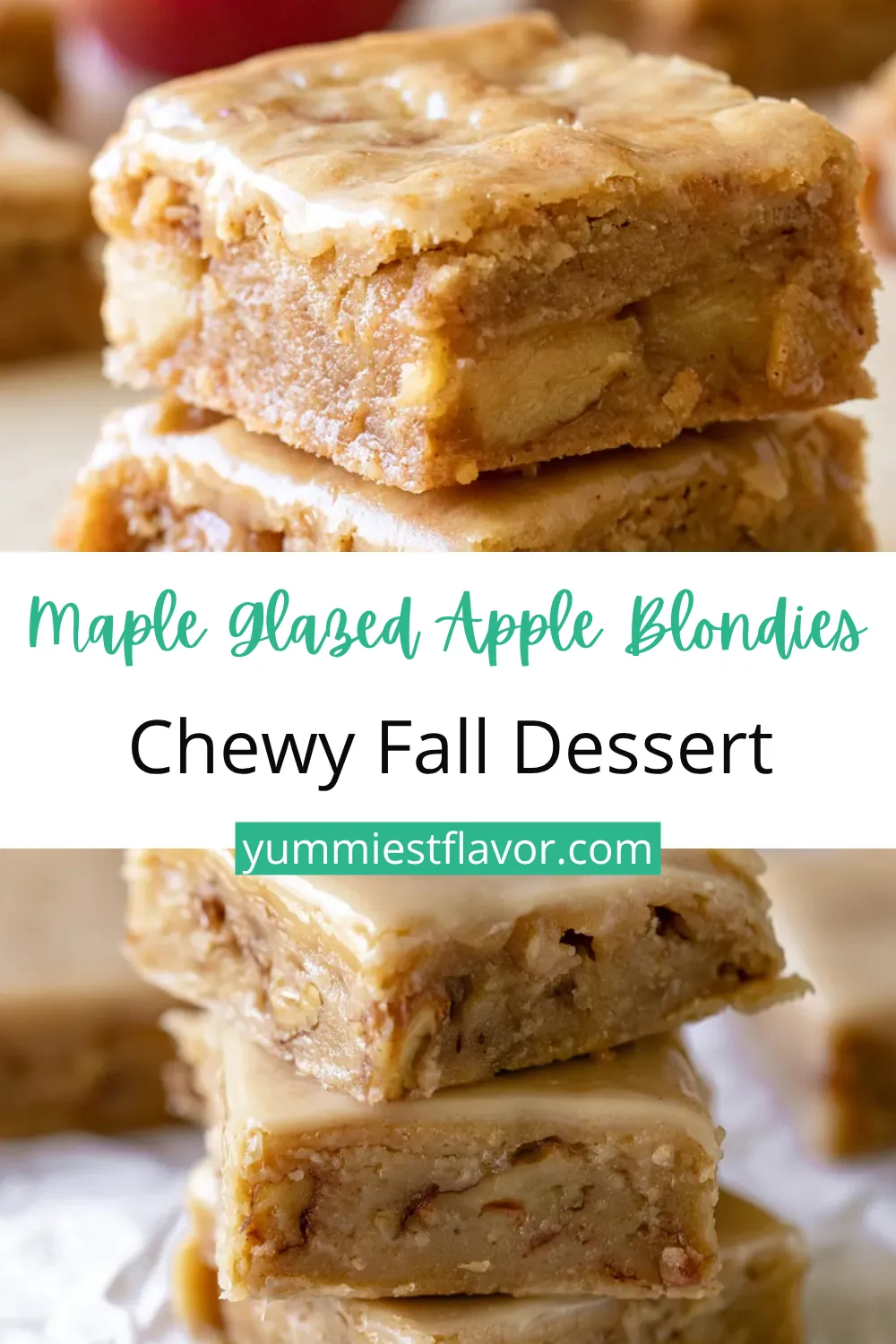 Maple Glazed Apple Blondies With a Soft, Chewy Center 6 Maple Glazed Apple Blondies